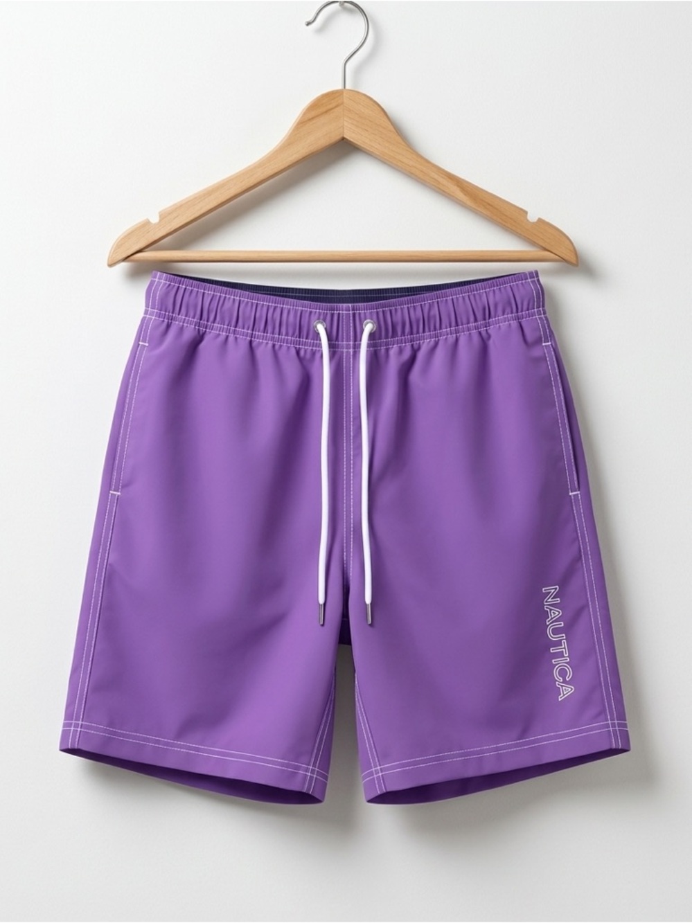 Nautica Violet Swim Board Shorts with White Drawstring Summer Beach Poolside